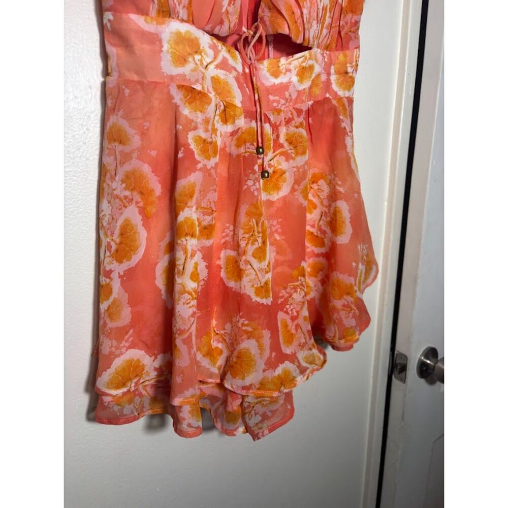 Saints & Secrets Romper Playsuit Peach floral one piece vacation NWT Size Large - Picture 3 of 5